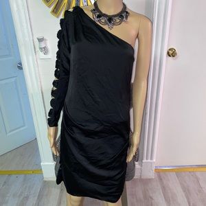 Bcbg black one sleeve dress